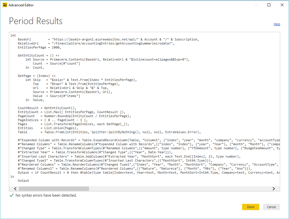 Power Query para obtenção dos dados de Vendas e Resultados