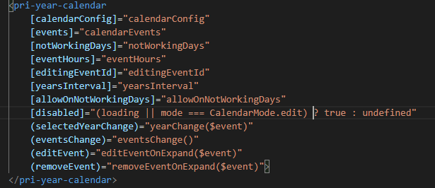 Componente Calendário Exemplo