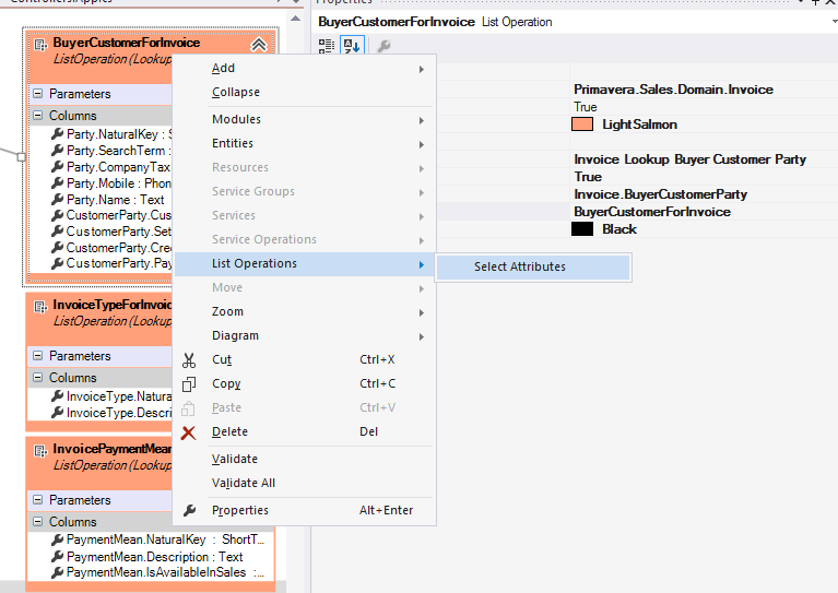 List operation lookup - select attributes