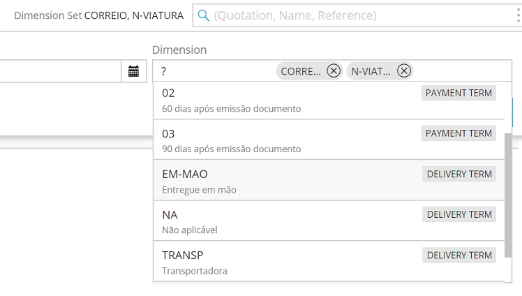 Selector de dimensões (pesquisa)