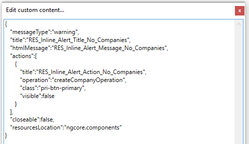 Inline Alert Message configuration
