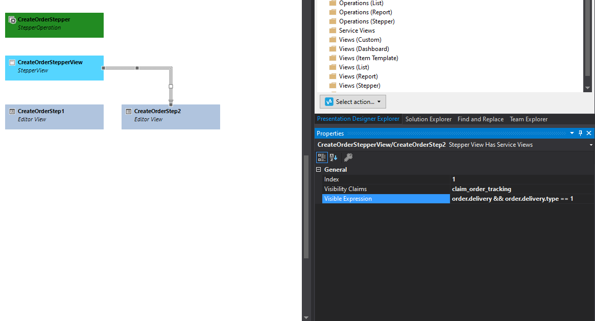 Service view link properties