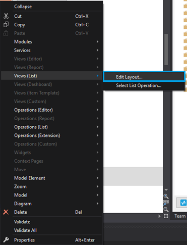 List view edit layout