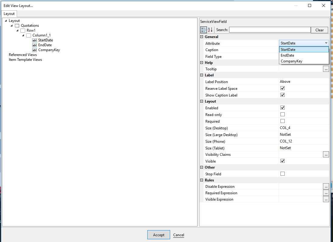 List view edit layout